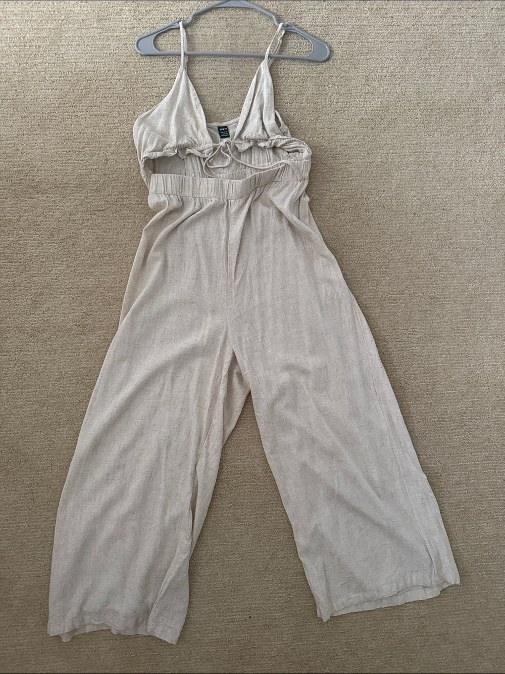Women’s Cream Wide-Leg Jumpsuit with Adjustable Straps